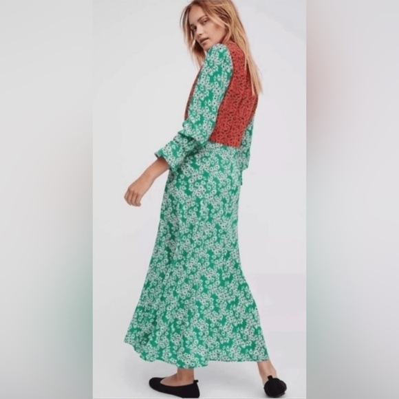 🚨Final Sale🚨!! Free People Rixo London X  Green and Red Floral Maxi Dress Size L - Picture 4 of 9